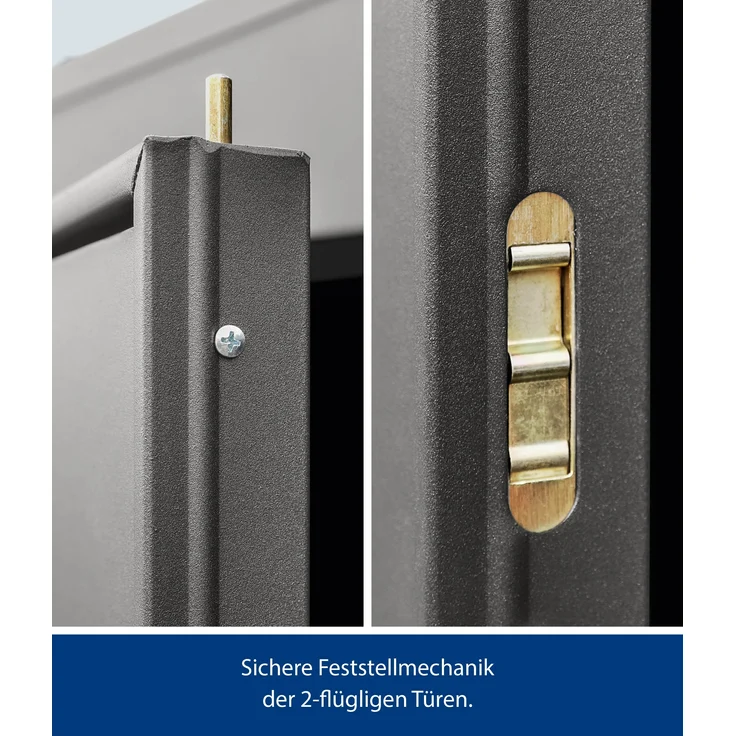 Hörmann Metall-Gerätehaus Berry Modern mit Satteldach Typ 2, 259 x 248 cm, graualuminium, 6,4 m²,1-flüglige Tür – Bild 2