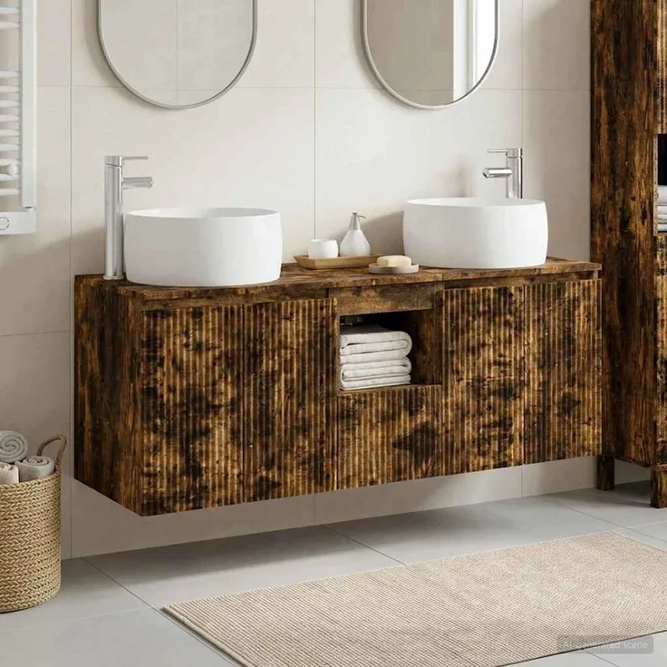 vidaXL Badezimmerschrank-Set 3 stk. Geräucherte Eiche 3405722