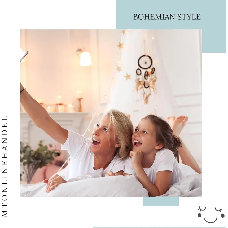 MTOnlinehandel Bettwäsche Traumfänger 135x200 + 80x80 cm, 100x135, 155x220 cm, 100 % Baumwolle, Renforcé, 2 teilig, Boho Deko fürs Schlafzimmer – Bild 6