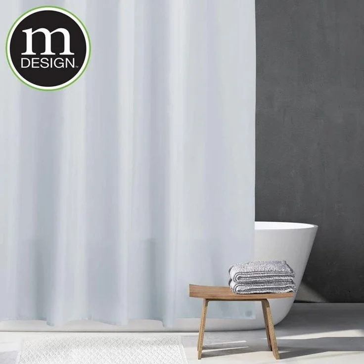mDesign Duschvorhang Badewannenvorhang wasserabweisend Polyester Hellblau – Bild 3