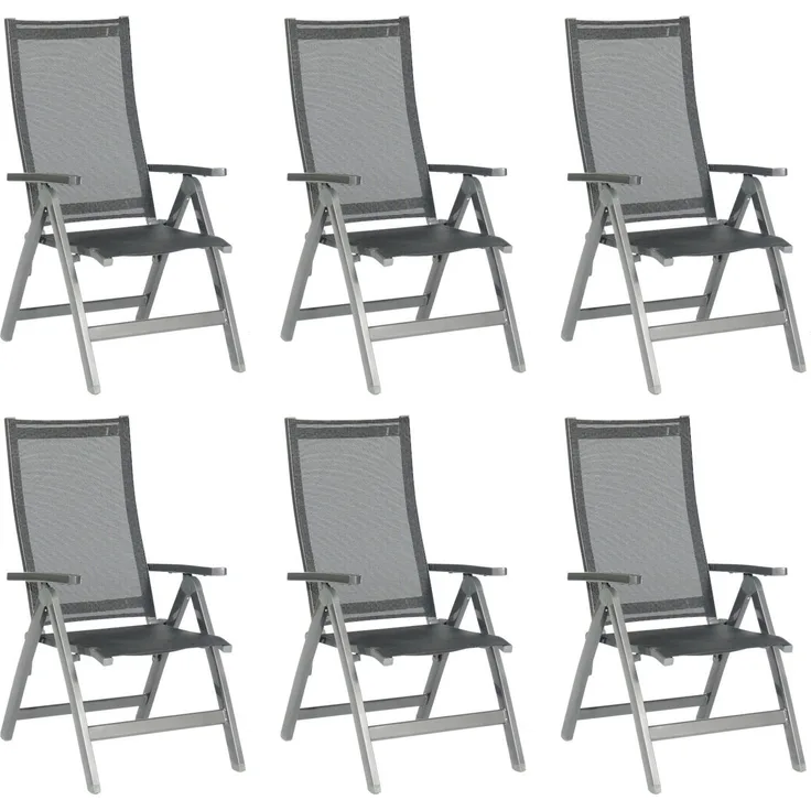 Sonnenpartner 6er-Set Klappsessel Fresno Aluminium/Textilen anthrazit Klappstuhl