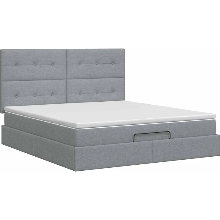 vidaXL Ottoman Bett mit Matratze Hellgrau 140 x 200 cm Stoff 3457494 – Bild 8