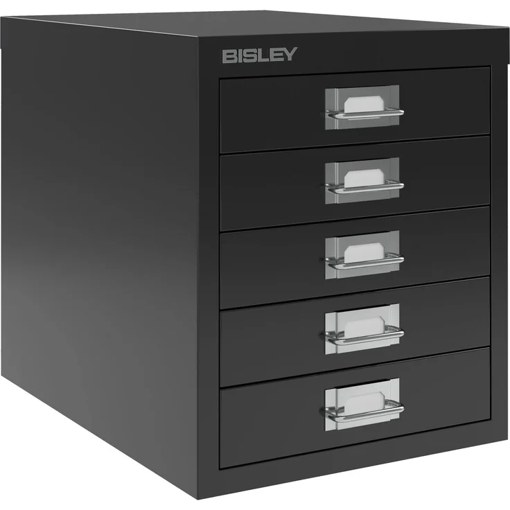 Bisley Schubladenschrank aus Metall für DIN A4 in schwarz Schrank mit 5 Schubladen Büroschrank Werkzeugschrank, L125-633 – Bild 1