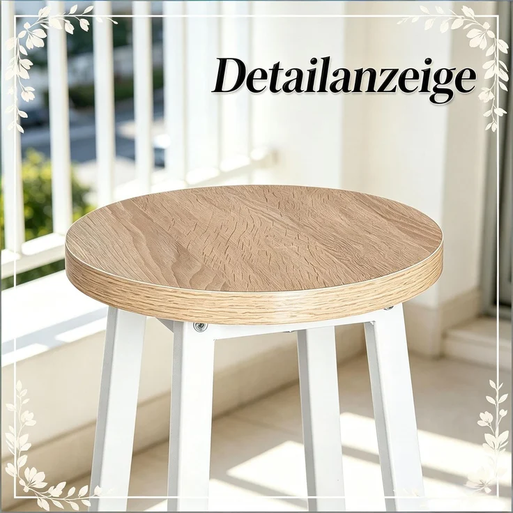 Küche Hocker,Frühstück Hocker,Tisch Hocker,Bistro Stil Hochstuhl,Satz von 2 Bar Hocker,Bar Stuhl mit Fußlehne(Nur 2Pcs Stühle)--Helles Eichenholz--30x30x71cm--YOUDENOVA – Bild 2