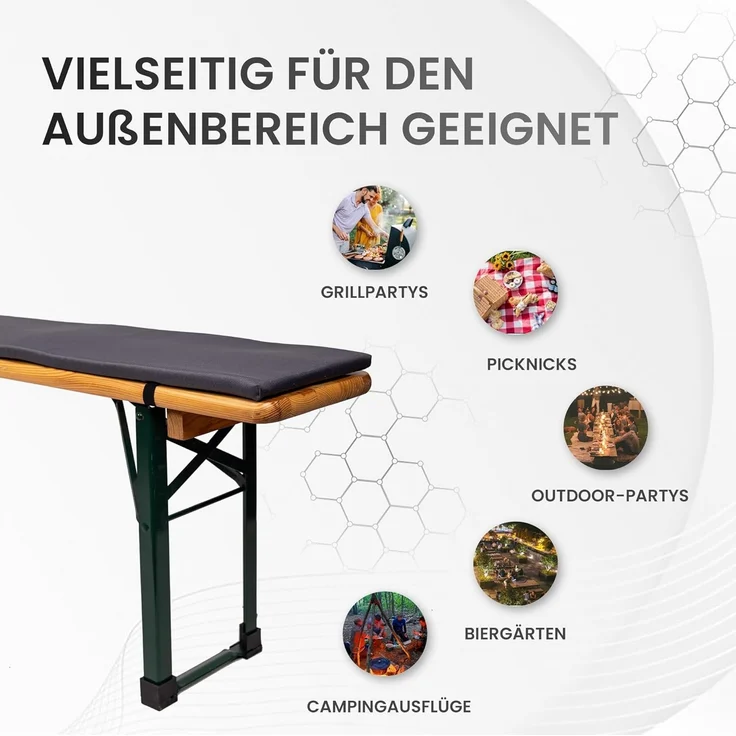 TexDeko Bankauflage Bierbankauflage (Einzeln) für Bierzeltgarnitur zum selber aufziehen, (1 St), 220x25x2cm/4cm, Top Qualität – Bild 5