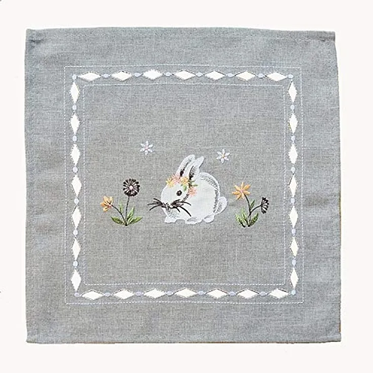 texpot Tischdecke Tischläufer Stickerei Hasen Frühling Ostern Dekoration (1-tlg)