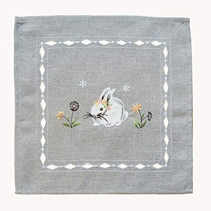 texpot Tischdecke Tischläufer Stickerei Hasen Frühling Ostern Dekoration (1-tlg) – Bild 1