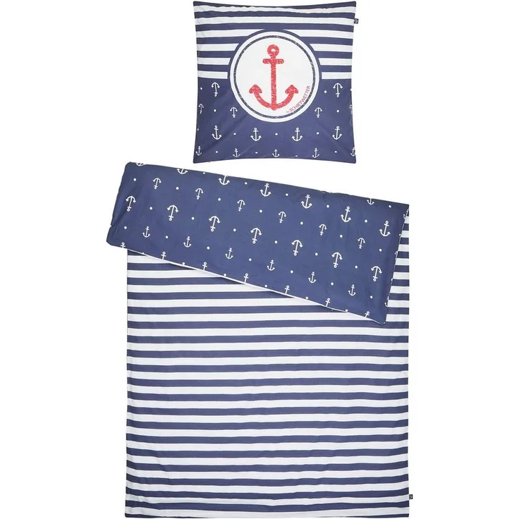 Schietwetter Bettwäsche Accessoire Bettwäsche "Anker & Streifen" 135x200, Stoff, 1 teilig