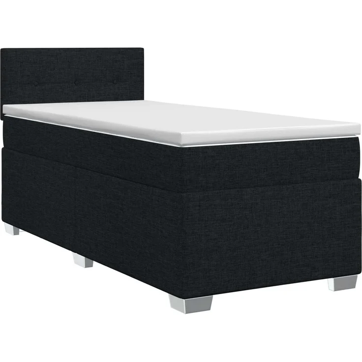 vidaXL Boxspringbett mit Matratze Schwarz 90 x 190 cm Stoff 3450371 – Bild 2