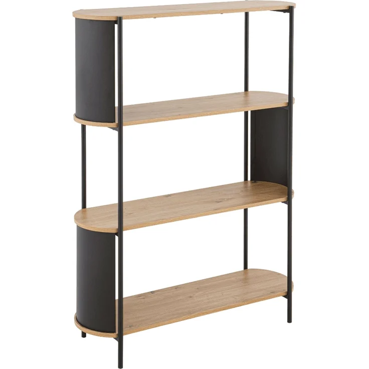 Calicosy Regal mit 4 Ebenen in Holzoptik und schwarzen Metallseiten H133,5 cm - EKLO - Helles Holz – Bild 6