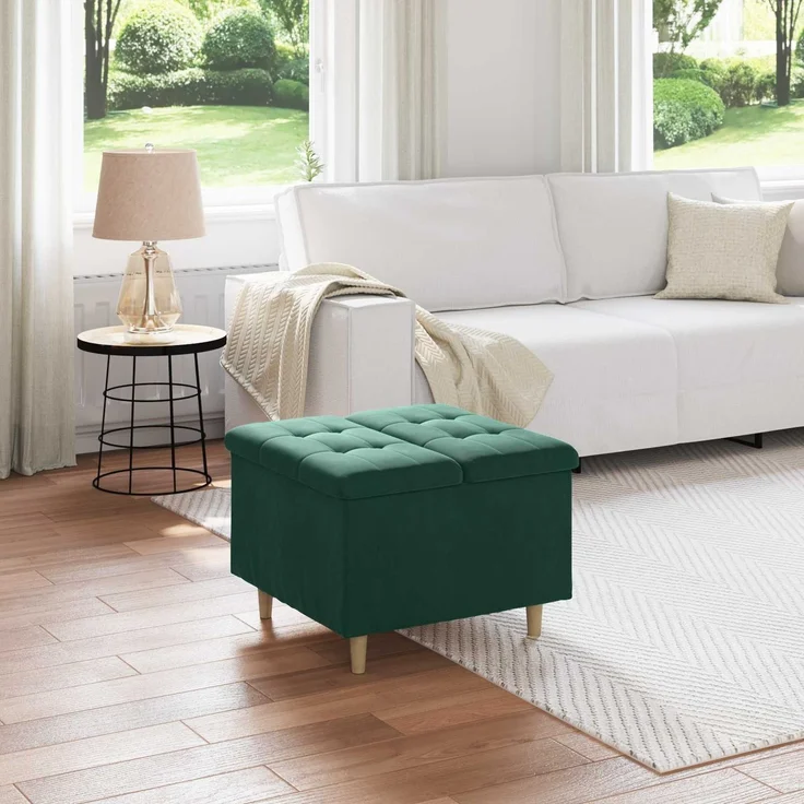 vidaXL Ottoman mit Stauraum Dunkelgrün 60 x 60 x 45 cm Samt 876827 – Bild 1