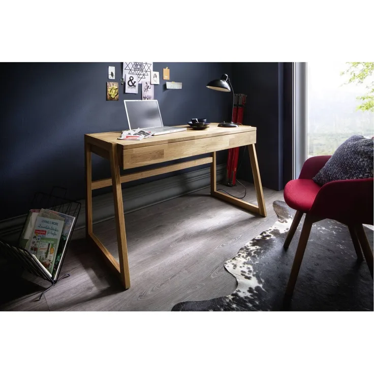 MSZ Design Schreibtisch Sekretär KIRSA Wildeiche massiv geölt Natur 126x55x77 cm