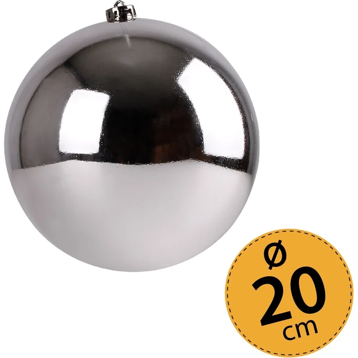 Christbaumkugel silber Weihnachtskugel ⌀ 20 cm Baumschmuck Deko-Kugel glänzend