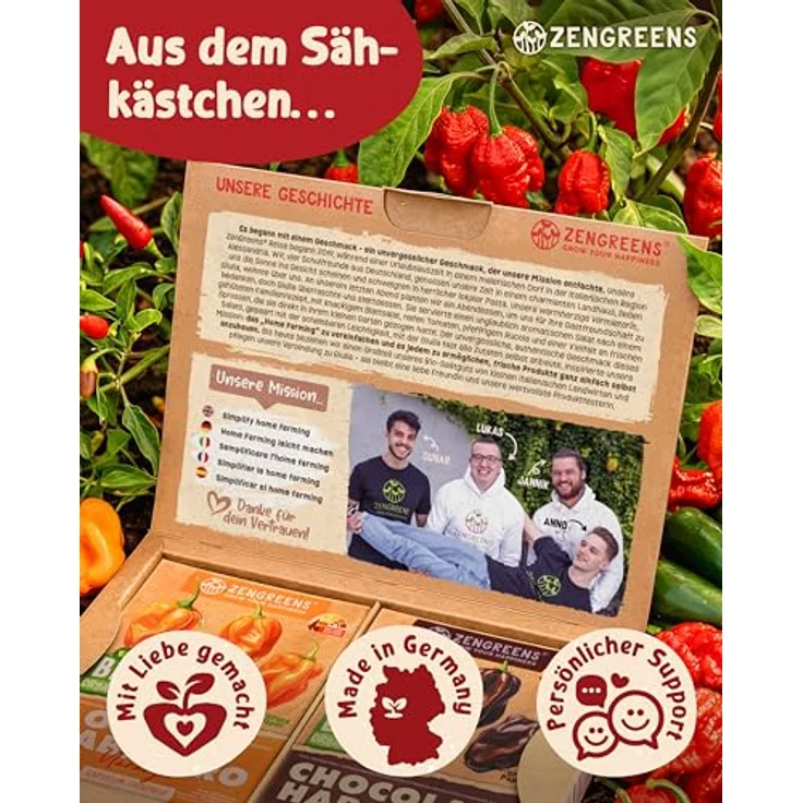 ZenGreens® - Bio Chilisamen im 8er Set - 8 Chili Samen für den einfachen Anbau im Garten, Balkon oder Hochbeet - Pflanzensamen - Saatgut - – Bild 4
