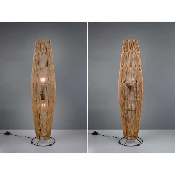 Kleine Stehleuchte MIKI mit Papier Lampenschirm im Boho Stil, Höhe 103cm