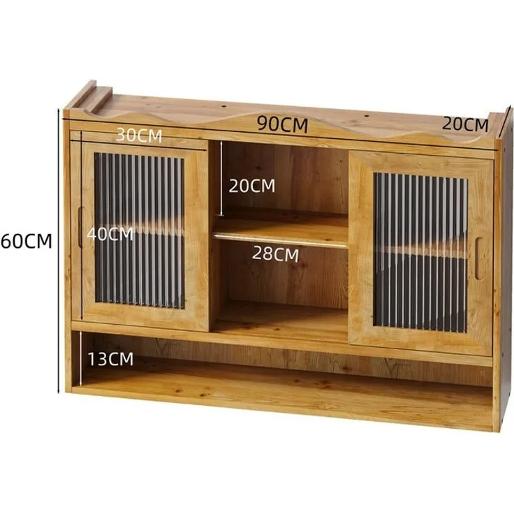 Celya Wandhängeschrank 90 cm Retro-Schiebetürenschrank, mit zwei Türen und drei Ablageflächen, Natürlich