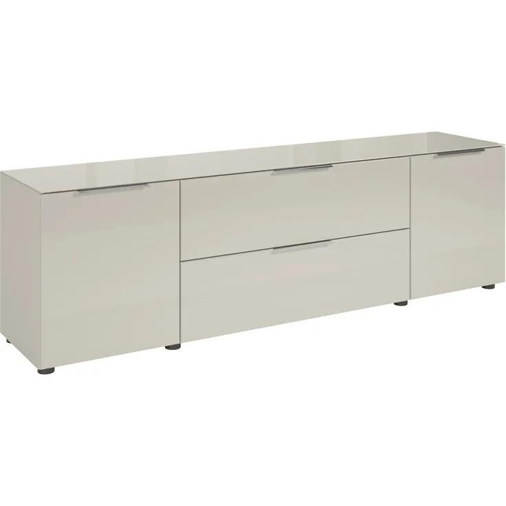 Lowboard >Santorin< Glasfronten, in Kaschmir - 180x55x40cm (BxHxT)