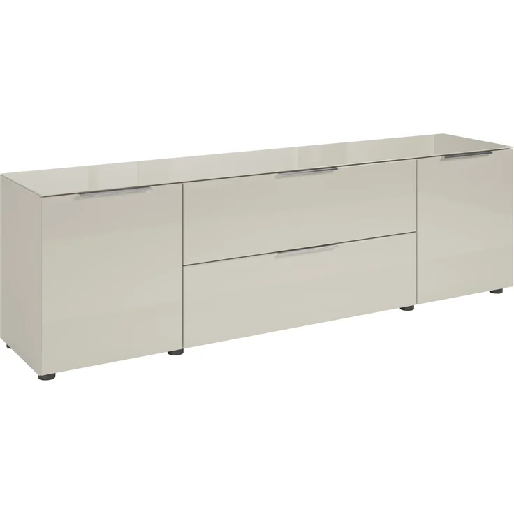 Lowboard >Santorin< Glasfronten, in Kaschmir - 180x55x40cm (BxHxT) – Bild 1