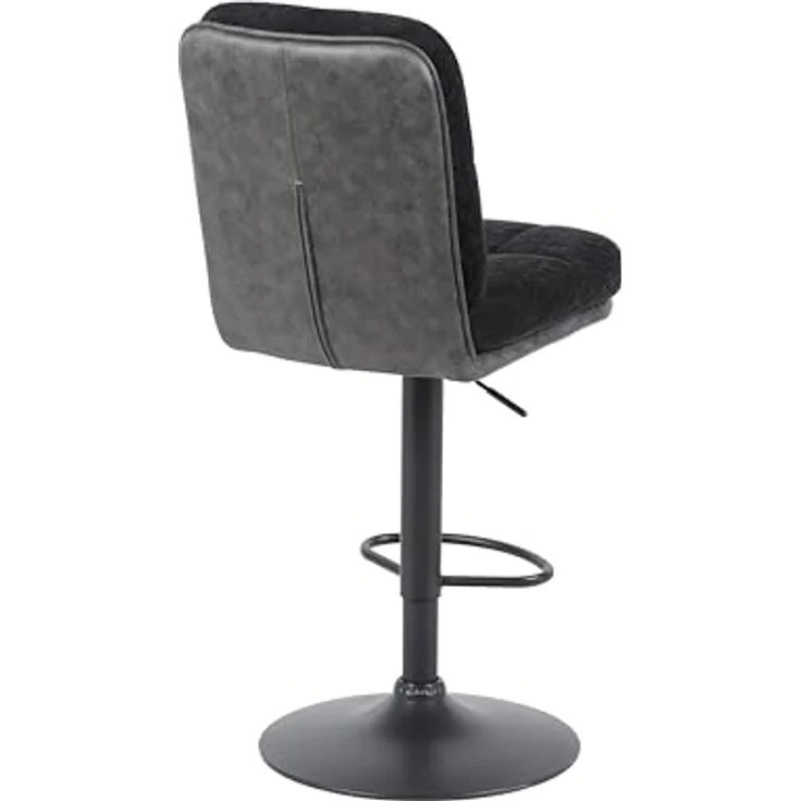 Hela Tische, 2er Set Barhocker Vila, Materialmix Webstoff Schwarz/Microfaser Anthrazit, 360° drehbar, Höhenverstellung mit Lift, 120kg belastbar – Bild 8