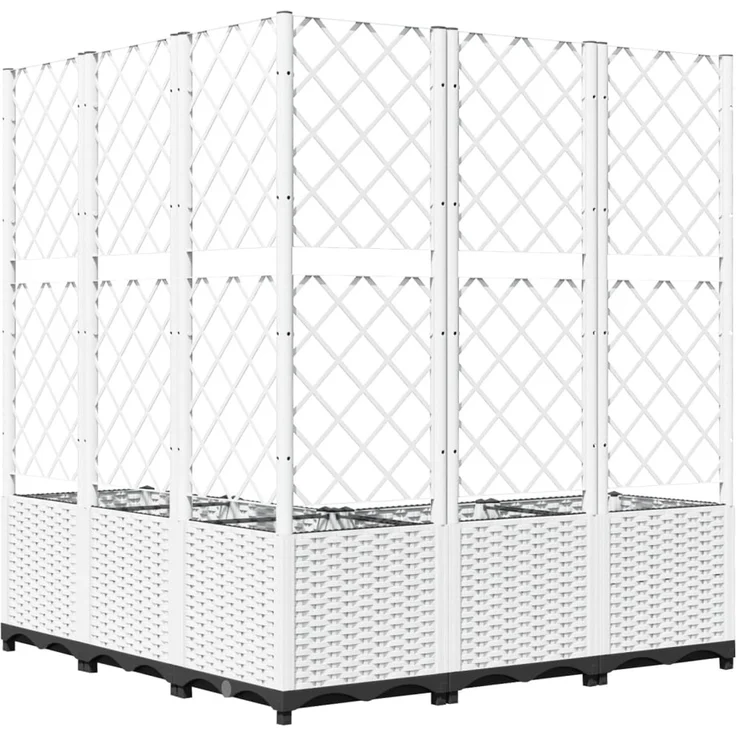 vidaXL Pflanzkübel mit Rankgitter Weiß 120x120x136 cm PP 153288 – Bild 6