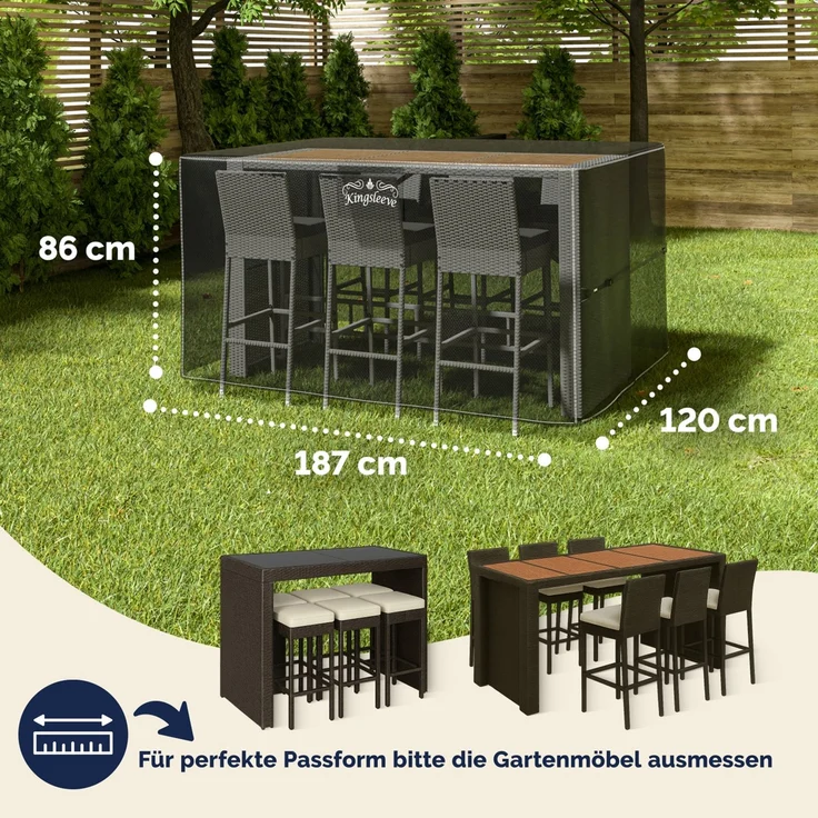 KINGSLEEVE® Abdeckung Gartenbar Wasserdicht Winterfest – Bild 2