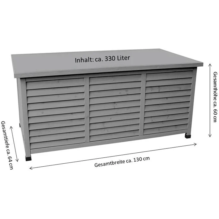 LECO Kissenbox VINTAGE, Tannenholz anthrazit lasiert, Stahlblechdeckel anthrazit, 132 x 66 x 61 cm – Bild 4
