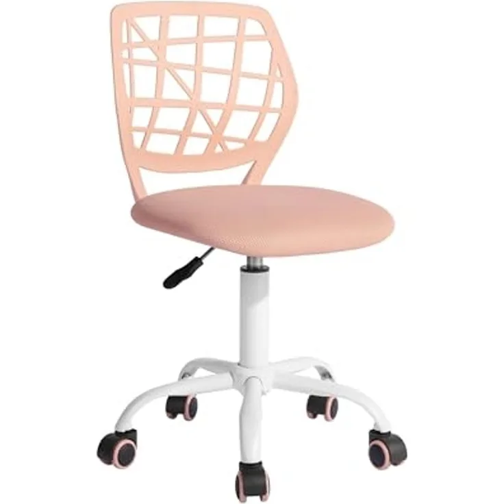 FurnitureR Esszimmer-Drehstühle, 1PC Küchenstuhl, gepolsterter Stuhl, Drehstuhl, bequemer Stuhl mit Rädern, Rückenlehne, armloser Stuhl für Esszimmer, Wohnzimmer, Pfirsich rosa