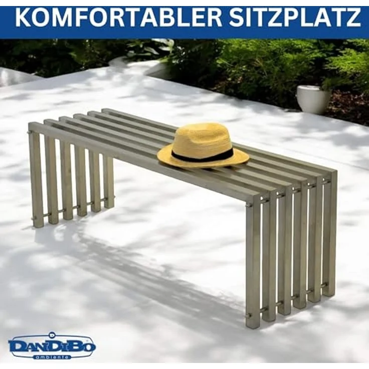 DanDiBo Gartenbank Wetterfest Metall Edelstahl Massiv 115 cm Sitzbank Outdoor Garten 96607 Parkbank Lamellenbank – Bild 6
