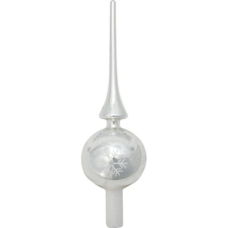 Krebs Glas Lauscha Christbaumspitze Christbaumschmuck Christbaumspitze Glas Ø 7x28 cm silber glänzend – Bild 1