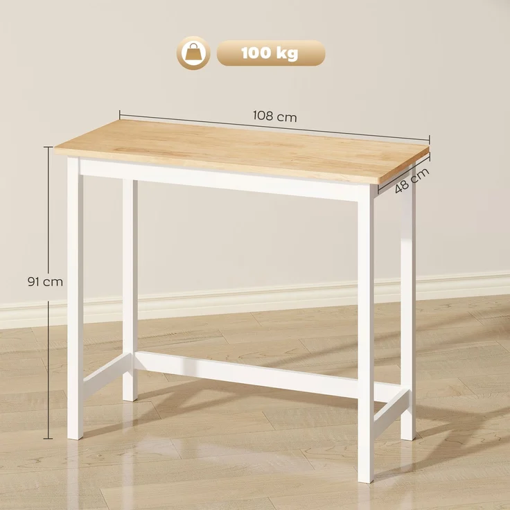 Bartisch, Eichenoptik, kompakt, Platz für 2 Personen, Naturholz+Weiß--Eiche--91x48x108cm--CHENHAONING – Bild 5