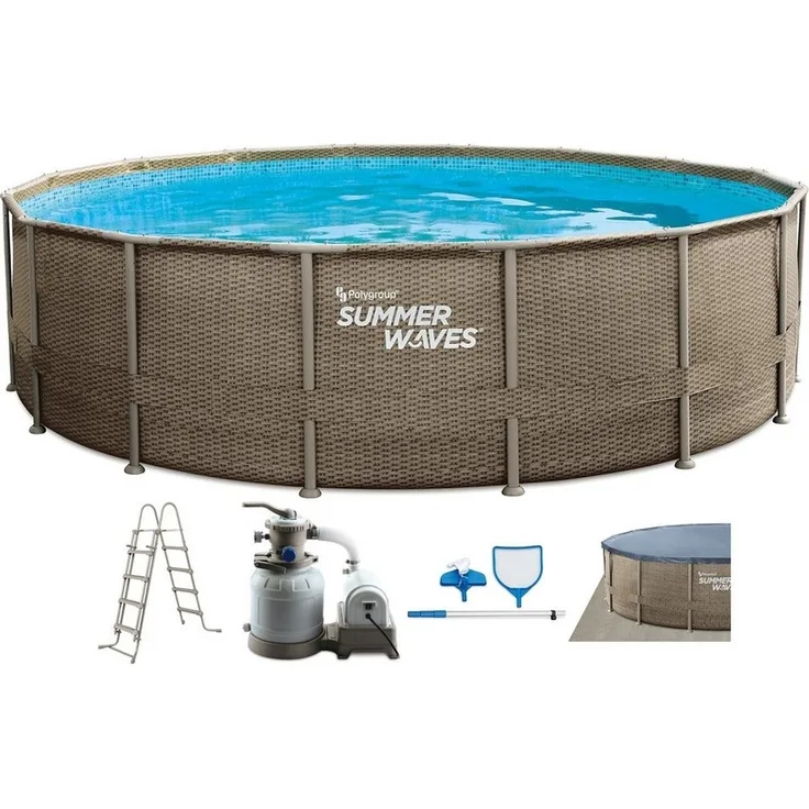SUMMER WAVES Framepool TW27-P4N0164810EU Frame Elite Pool Dark Triple Bweave 488 x 122 cm