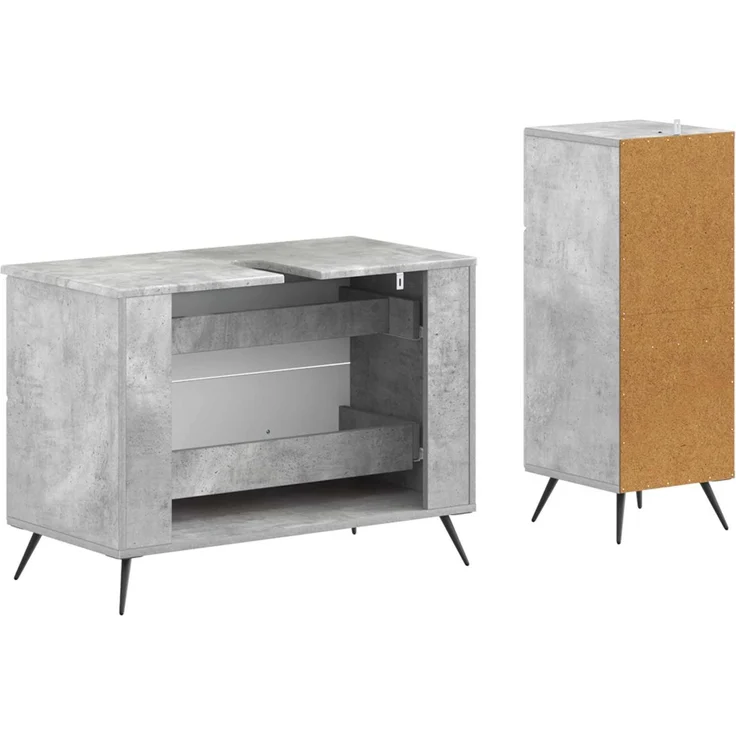 vidaXL 2-teiliges Badezimmer Schrank Set BREDA Betongrau Holzwerkstoff 3417723 – Bild 5