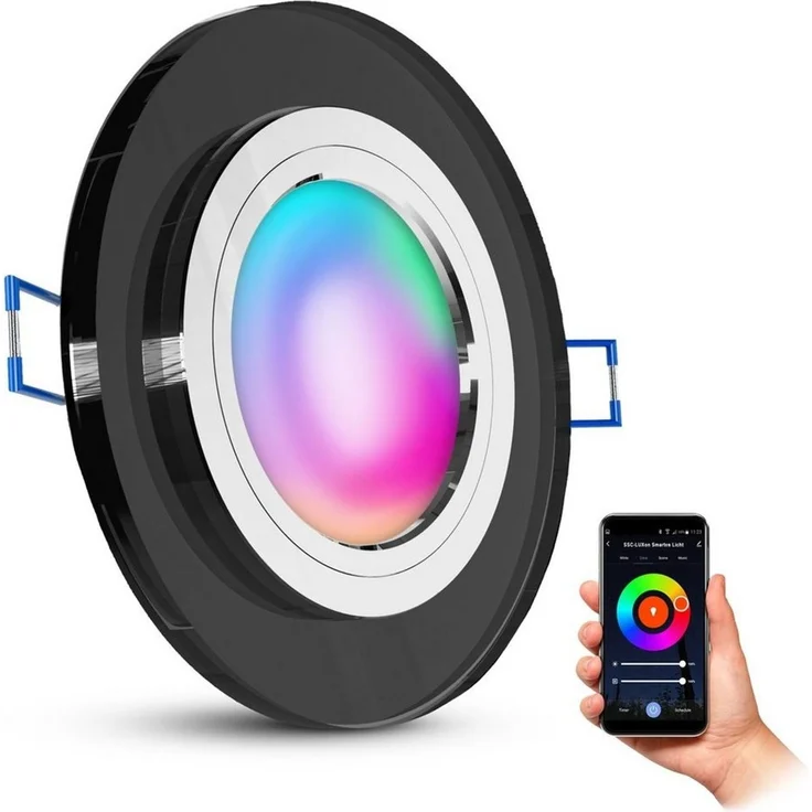 SSC-LUXon LED Einbaustrahler Einbauleuchte ALINA flach schwarz mit Smart WLAN RGB LED 4W Deckenspot, RGB & Weißtöne – Bild 5
