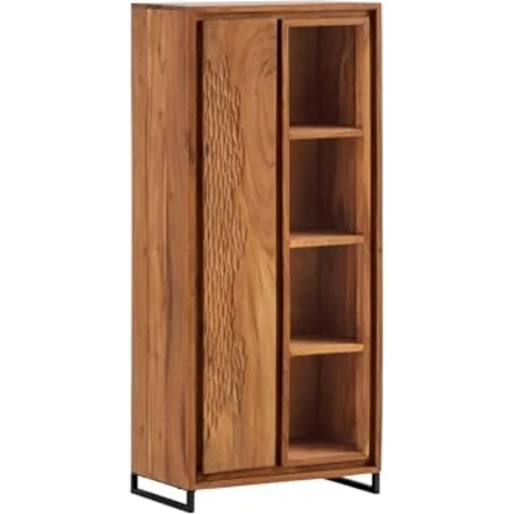 Hochkommode Bad-Hochschrank Akazienholz braun 50x115x30 cm massivum Maddox Badezimmer-Kommode Badmöbel Massivholz-Schrank
