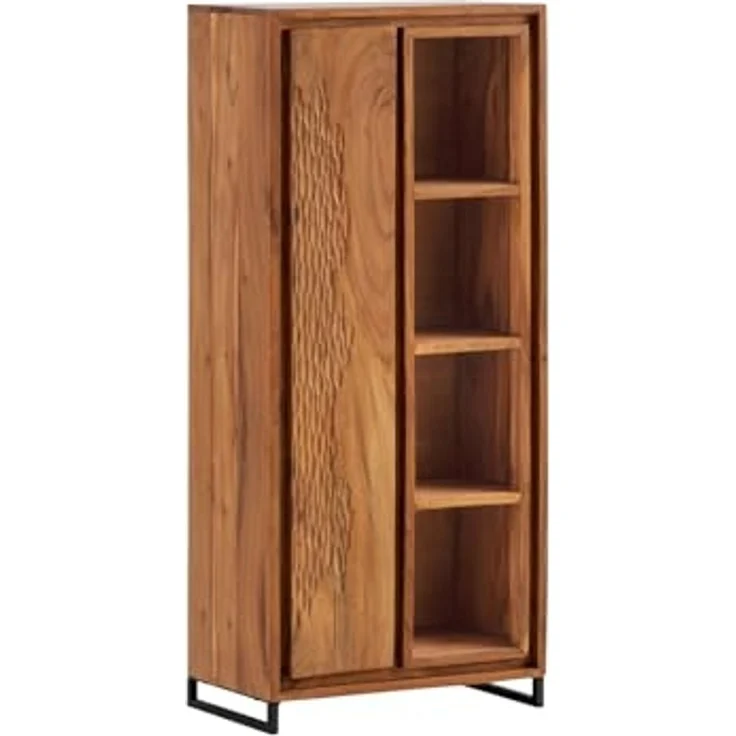 Hochkommode Bad-Hochschrank Akazienholz braun 50x115x30 cm massivum Maddox Badezimmer-Kommode Badmöbel Massivholz-Schrank – Bild 1