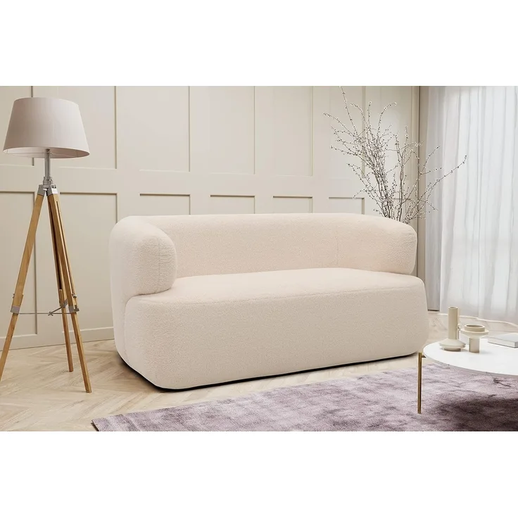 DOMO. collection Sofa 800012, 2-Sitzer, organische Form, gepolsterte Rückenlehne, Rücken in Oberstoff bezogen, 2er Couch, Polstergarnitur, 160 x 86 x 71 (BxTxH), creme