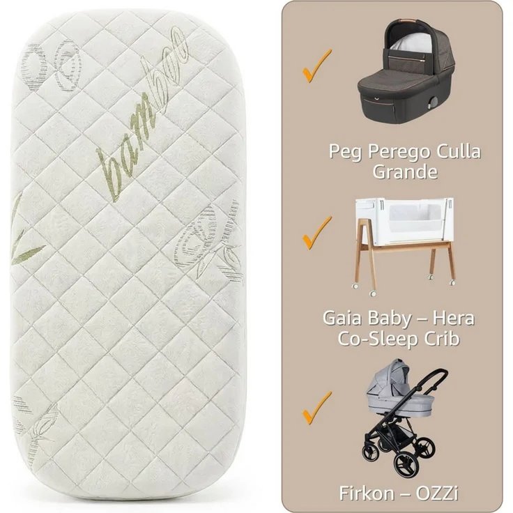 Stubenwagen Baby Matratzen Kinderwagen 75x35 cm - Matratze Beistellbett Babywiege Kindermatratze Oval Reisebett Nässeschutz Moseskorb Matraze 35x75 Kinderwagenmatratze Oeko-Tex – Bild 4