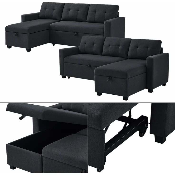 Sofa L Form Campina Anthrazit 226 x 163 cm mit Schlaffunktion Vitalispa – Bild 6