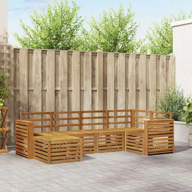 vidaXL Outdoor-Sofagarnitur 6 stk. 5-Sitzer Natur Massivholz Akazie 3375094 – Bild 1