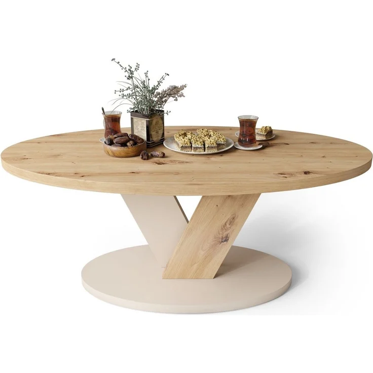 designimpex Couchtisch Design Couchtisch Lova oval Wohnzimmertisch ovaler Tisch Sofatisch, Funktionstisch, Wohnzimmertisch, Tisch, Esstisch, Sofatisch, Rollen – Bild 5