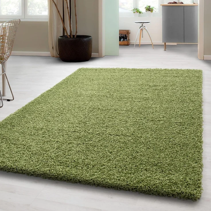 Carpetsale24 Shaggy Hochflor Teppich Wohnzimmer 250x350 (240x340 cm) Grün Modern - Teppich Flauschig, Extra Weich, Pflegeleicht und einfarbig - für Schlafzimmer, Esszimmer - Ideal als Küchenteppich – Bild 1