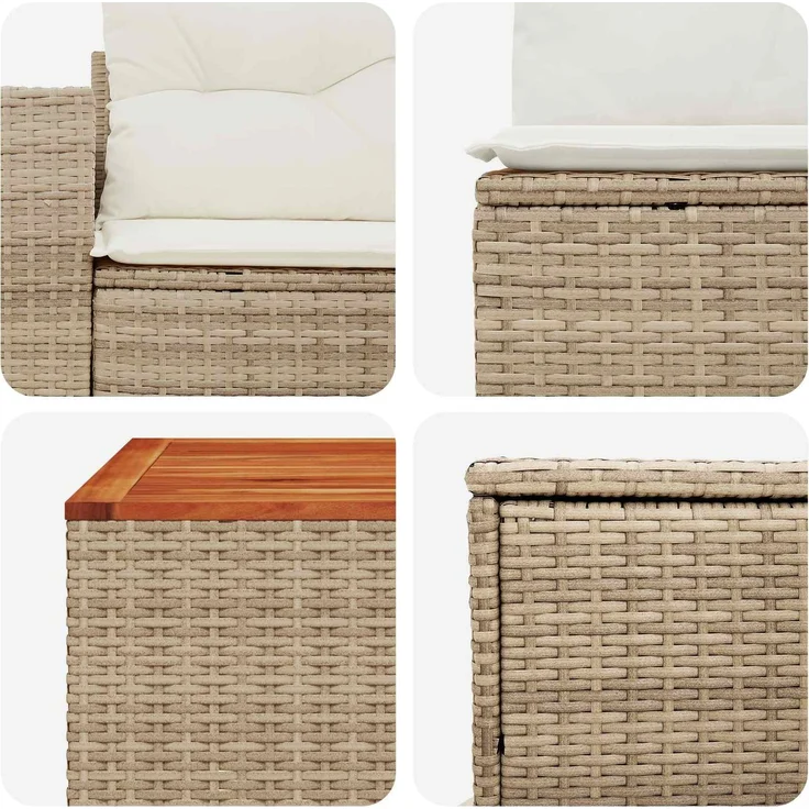 vidaXL Sofa Set 6 stk. Beige und Cremeweiß Polyrattan und Stahl 3447578 – Bild 8