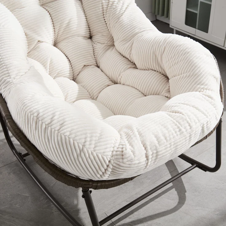 Schaukelstuhl 78x106x90 cm, weiß, handgewebtes synthetisches Rattan, Stahlrahmen, 1 Stück – Bild 10
