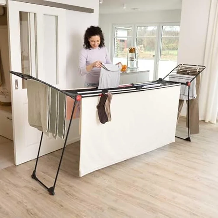 Vileda Infinity Flex Ultimate | ausziehbares Teleskopgestell | Wäscheständer für große Textilien| stabiles Gestell | weniger Abdrücke auf Kleidung Dank XXL Trockenstäbe | vormontierter Wäscheständer – Bild 3