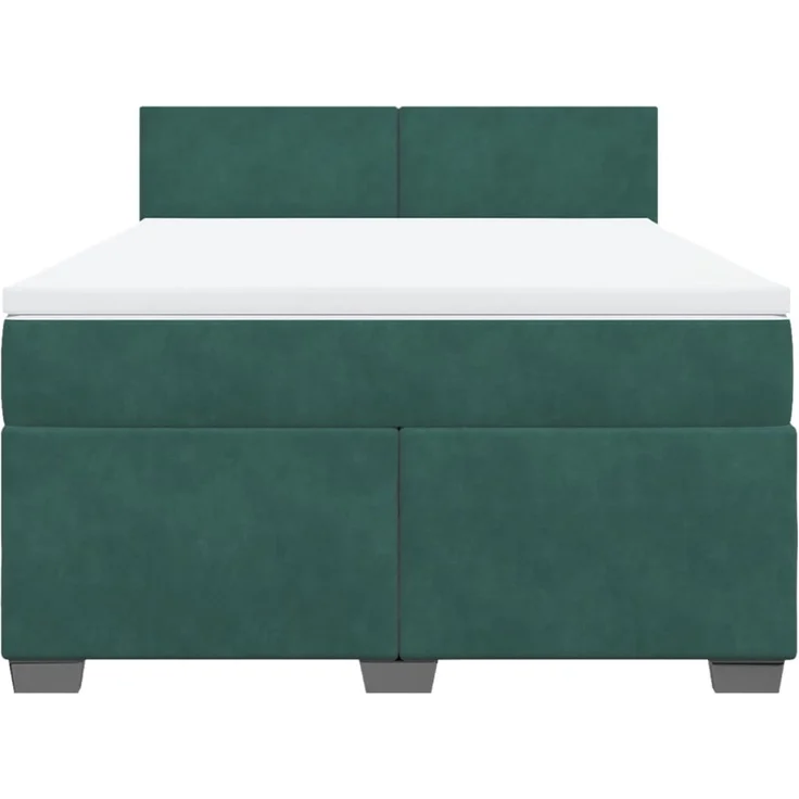 vidaXL Boxspringbett mit Matratze Dunkelgrün 140x190 cm Samt 3288603 – Bild 6