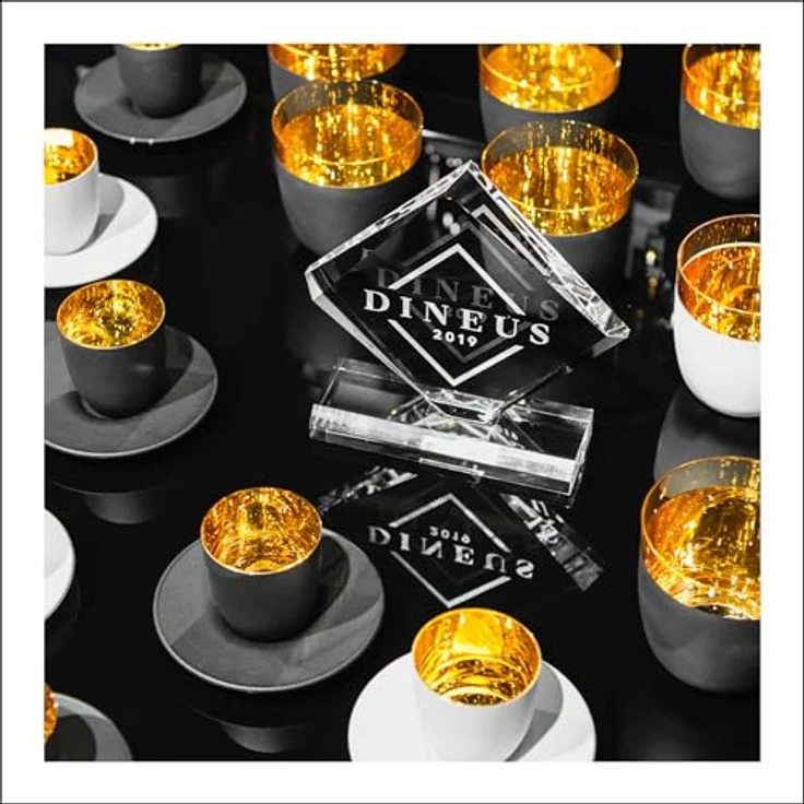 Eisch Cosmo Gold Espresso 109/6 mit Untersetzer In Geschenkröhre – Bild 9
