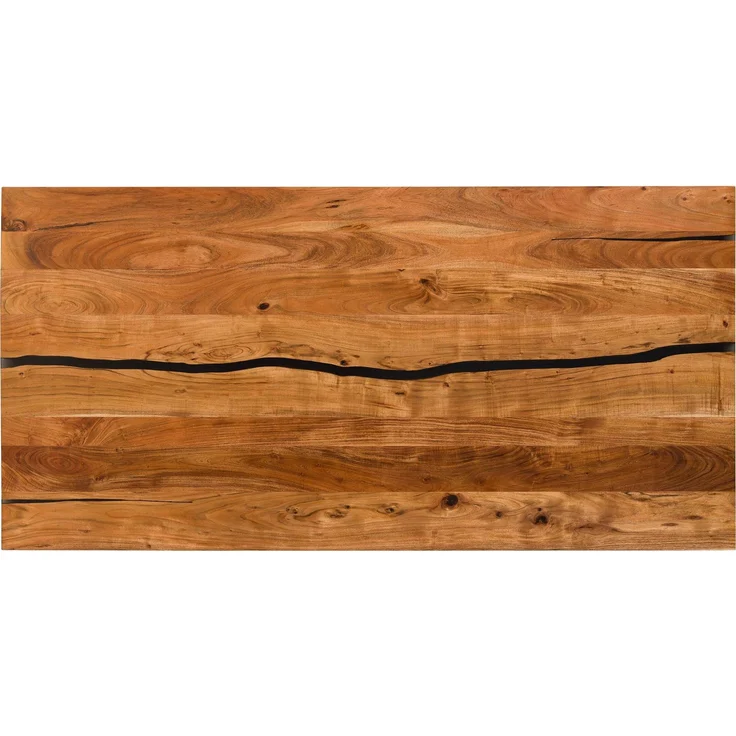 Esstisch Akazie 180x90x74 natur lackiert / Epoxid schwarz, Kreuzgestell silber matt EPOXY – Bild 3