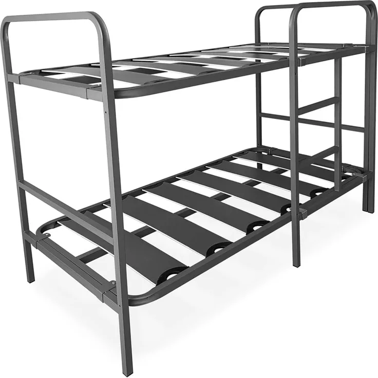 Homey Verstärktes Etagenbett, komplett mit Metallgeländer und Leiter, Struktur von 40x30 mm, mit Breiten Latten gegen Lärm, 90x190 cm