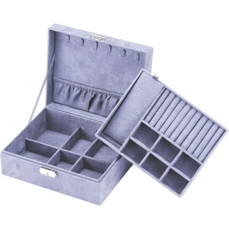 Intirilife Schmuckkasten Schmuckschatulle Schmuck Box Koffer Organizer Ringen Ketten Uhren (hochwertige Juwelenbox Schmuckschatulle Accessoirekästchen in Lila, 1 St), Zum Aufbewahren von Ringen Ketten Uhren Ohrringen und Armbändern
