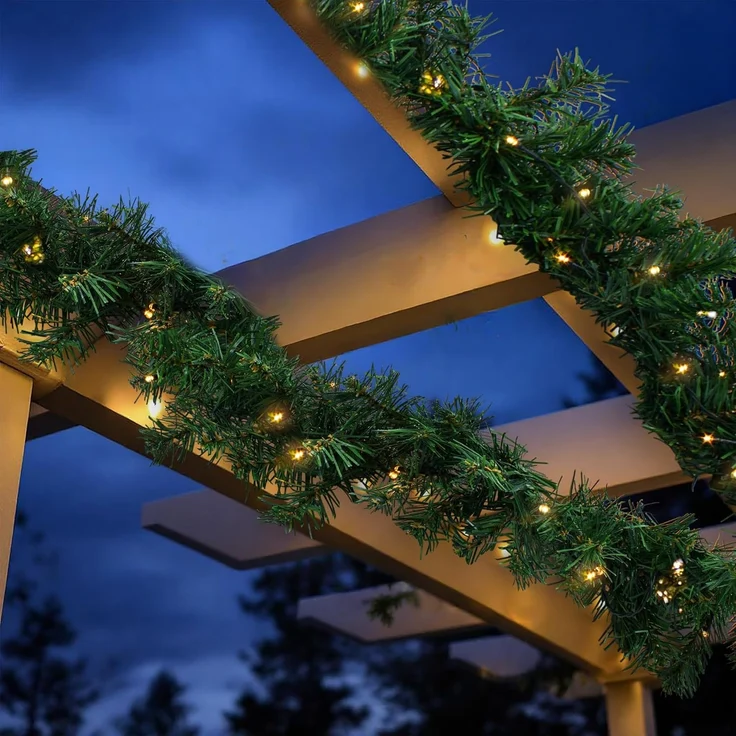 Spetebo LED-Girlande Weihnachts-Girlande grün mit Lichterkette 270 cm, 35-flammig, Künstliche Tannen Girlande mit Lichterkette und Timer - Outdoor – Bild 7